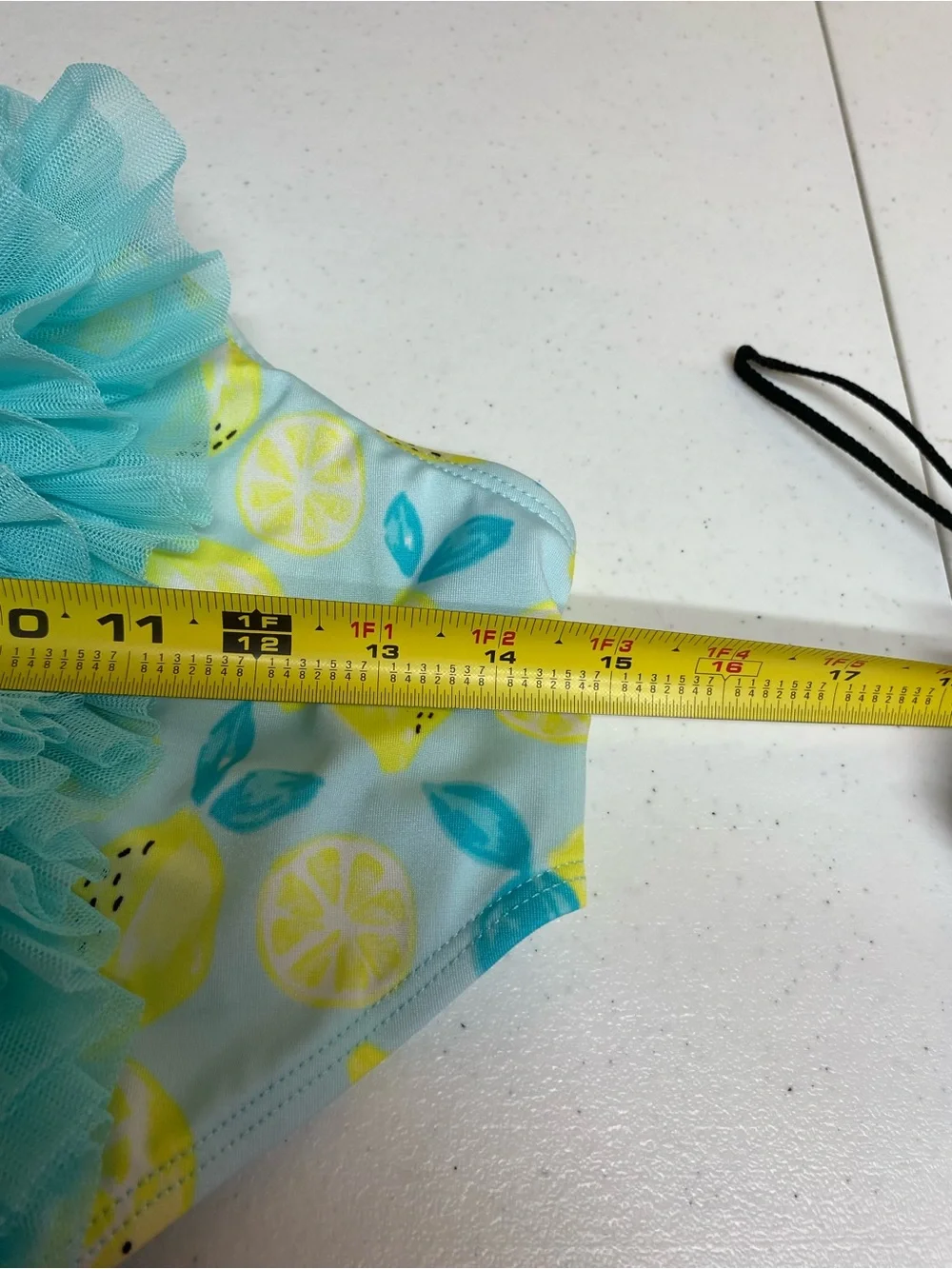 Lemon ruffle bathing suit girls 12-18 months blue yellow ballerina swimsuit
